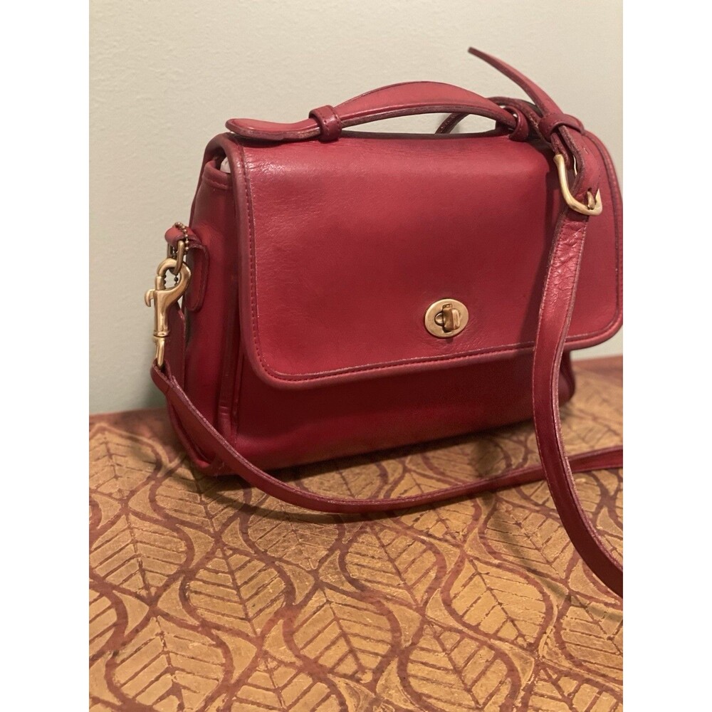 Vintage Coach Court Bag 9870 Red Leather Top Handle C… - Gem